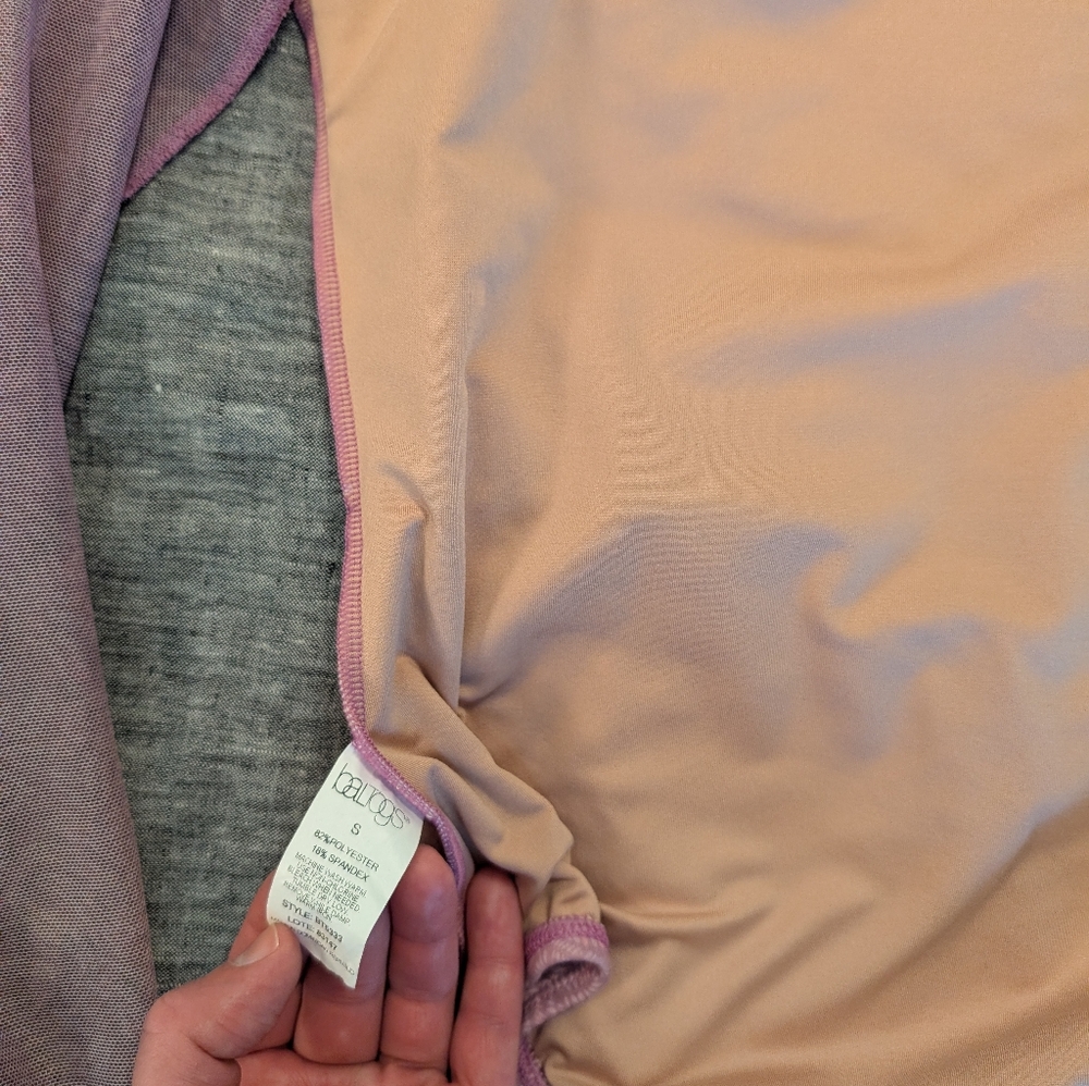 Baltogs Lilac and Pink Long Sleeve Mesh Detail Ballet Leotard - Picture 3 of 4